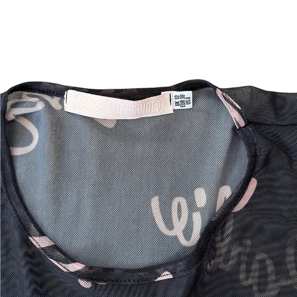 Barbie X Misguided Black Netted T-shirt Size 10 UK Womens T-shirt - Picture 5 of 9